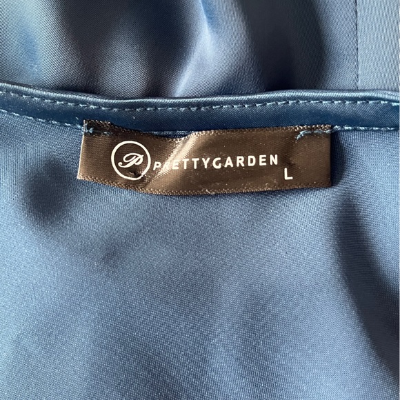 PRETTY GARDEN Satin Cocktail Dress Sleeveless One Shoulder Wrap - Size Large - Picture 5 of 7